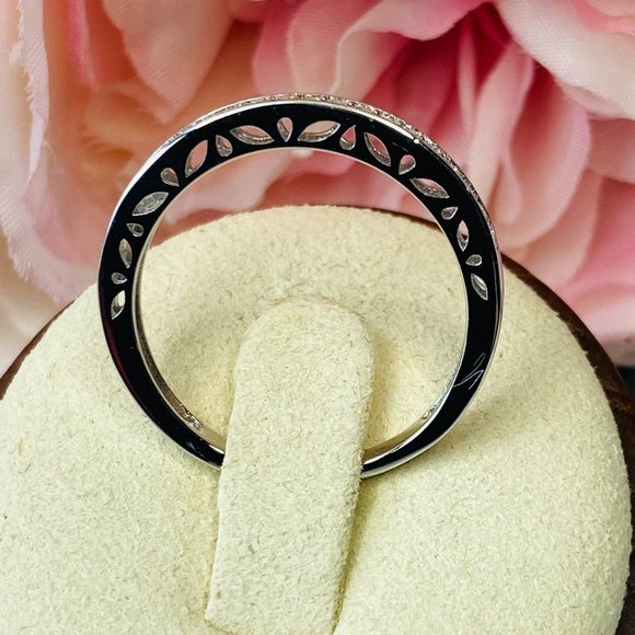 White Round Cubic Zirconia Rhodium Over Sterling Silver Wedding Band Rin… - Picture 2 of 4